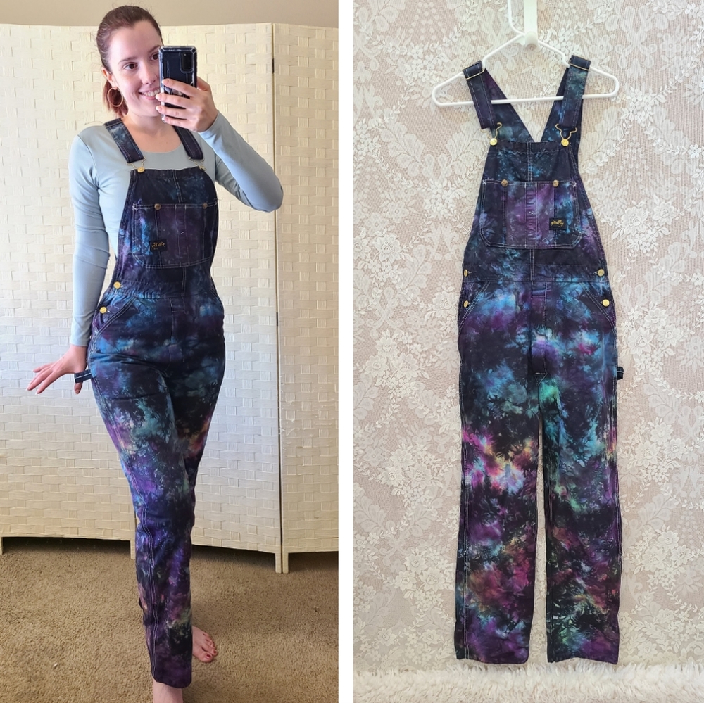 RARE! Stan Ray Galaxy Space Tie Dye Overalls Denim Overall Women's Men Painters